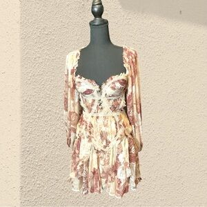 ASOS Design long sleeve shirred corset mini dress